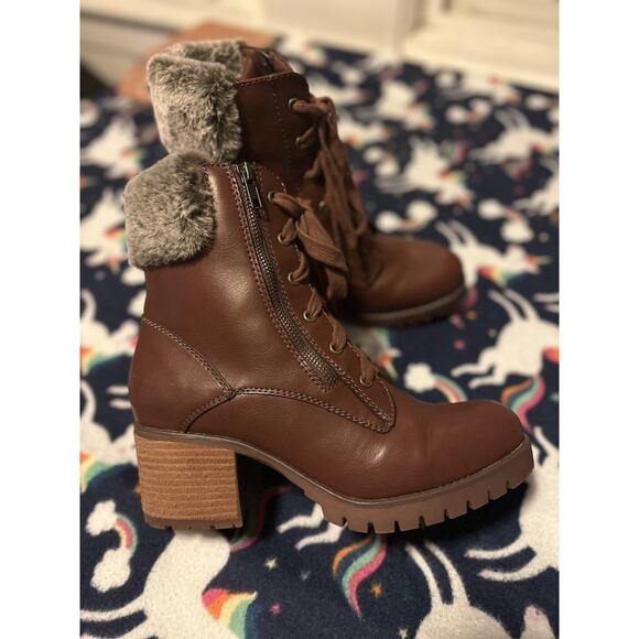 MIA Shoes - Women’s Size 10M Dress Boot Faux Fur Trim Mia Brown (stitch Fix) Worn 1x